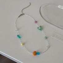 Summer Rainbow Dopamine Transparent Beaded Mushroom Necklace Femininity Sweet Niche Fashion Neck Chain Collarbone Chain gray