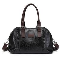 Retro Fashion Portable Shoulder Crossbody Oil Wax Three-Layer Leather Large-Capacity Women'S Bag For Single