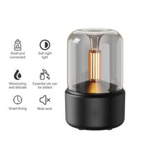Mini oro drėkintuvas USB įkrovimas Ultragarsinis žvakių šviesos aromaterapinis difuzorius eterinio aliejaus lempa Patogus drėkinamasis purkštuvas Biuro namams juoda