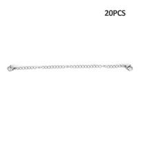 20Pcs Stainless Steel Jewelry Findings Making Lobster Clasp Extension Chain 5in white