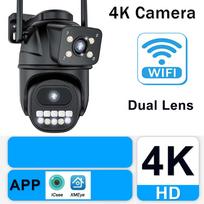 2025 Nauja 6K 12MP WiFi IP Kamera Lauko Trijų objektyvų Panoraminio vaizdo PTZ IP Kamera Judesio aptikimas Apsauga nuo įsilaužimo CCTV Vaizdo stebėjimas 8MP Camera