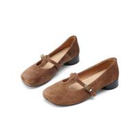 Krazing Pot Suede Fashion Summer Spring Autumn Low Heels Buckle Straps Women  European Design Hollow Decoration Pumps 35 ruda