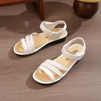 Solid Color Breathable Wedge-heeled Women's Sandals Fashion Casual Low-heeled Sandals and Slippers 40 balta