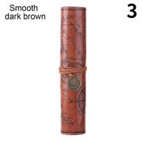1 Pc Retro Treasure Map Roll Pencil Case PU Leather Big Capacity Pen Bag Makeup Brush Pouch Pencilcase School Stationery Supplies