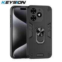 KEYSION Shockproof Armor Case for Spark Go 2024 20 20C Silicone+PC Camera Protection Ring Stand Phone Back Cover for Tecno Pop 8 for Spark Go 2024 juoda