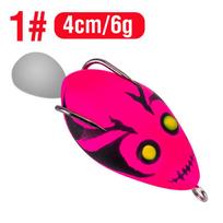 1Pcs 4cm/6g Fishing Lure Thunder Frog Modified Hit Black Frog Floating Frog Double Hooks Water Drop Noise Sequins Baits 1#