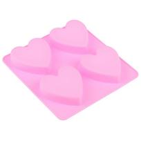 4 ertmės Rankų darbo silikoninė muilo forma Širdelė 3D rankdarbių muilo gamyba Žvakei pink