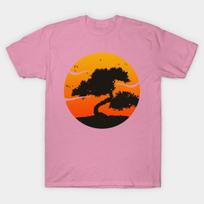 T Shirt Women Bonsai Tree Japanese Calligraphy Cool Plant Gift Harajuku Print Kawaii Tshirt Summer Short Sleeve Female T-Shirt Top Tee S rožinė