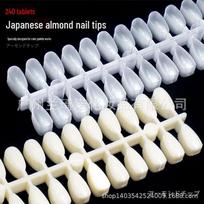 Japanese Almond Nail Art Set: Water Drop Mold Design with 240 Color Swatches (10 Pieces) 10-piece Almond Nail Mold - Transparent