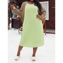 Women's Pajamas Autumn and Winter Long Sleeves Lazy Simple Draped Nightdress Home Wear 1XL