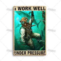 Artisian Swimming Metal Sign Diving Tin Poster Sport Ocean Decorative Plate Wall Decor Garage Bar Pub Club Hotel Cafe Kitchen 7.8x11.8inch