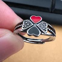 Premium Feeling Four Leaf Clover Ring Opening Adjustable Ladies Ring Vintage Classic Love Ring Opening Adjustable