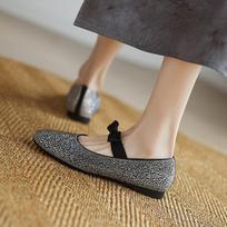 Krazing Pot crystal beading Fashion Spring Size 42 41 Low Heels Women round Toe Shoes Ballet Dance Shallow Flats 35 juoda
