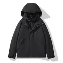 Moterims 3-in-1 su gobtuvu vandeniui atsparus paltas Žieminė slidinėjimo žygio lietaus striukė Softshell su vilnos pamušalu Lietpaltis Vėjakišė M juoda