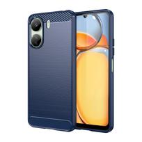 Carbon Fiber Case For Redmi 13C Cover for Xiaomi Redmi 13C 12C 10C Funda Soft Silicon Shockproof Phone Bumper For Redmi 13C Redmi 13C mėlyna
