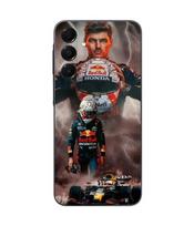 Case For Samsung Galaxy A16 lightning bolt Formula 1 Helmet F1 Maniacase juoda