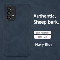 Prabangus avikailio odos dėklas, skirtas Samsung Galaxy A53 A33 A52 A72 A32 A51 A71 A04S A21S A31 A03S A22 4G M52 5G, galinis dangtelis A 53 33 A13 4G tamsiai mėlyna spalva