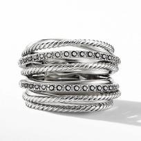 Huitan  Color Multiple Row Rings Shiny CZ Metallic OL Style Office Lady Versatile Finger Rings for Women Fashion Jewelry 6 gray