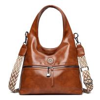 New Large Capacity Handbag Shoulder Bag Oil Wax Soft Leather Middle-aged Women's Mother Bag Crossbody Bag