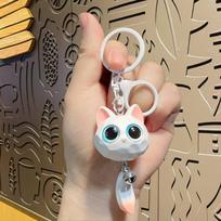 Kūrybinis animacinis filmas Big Eye Cat Head raktų pakabukas Unisex automobilinis raktų pakabukas Mielas išskirtinis katės galvos pakabukas, patvarus, neprarandantis 3D raktų pakabukas