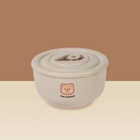 304 Stainless Steel Rice Soup Bowls with Lid Children Tableware Anti-Scald Ramen Noodles Bowl Food Container Kitchen Utensils smėlis