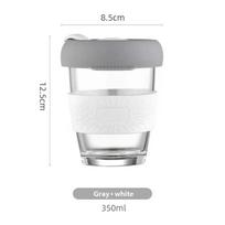 350 ml stiklinės puodeliai su dangteliais Silikoniniai anti-scald rankiniai kavos puodeliai Pieno puodeliai Neslystantys stikliniai puodeliai kelionei Nešiojami dovanos 301-400ml beige