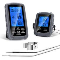 Food Cooking Double Probe Thermometer for BBQ Smoker Grill Oven Instant Reading Meat Thermometer black