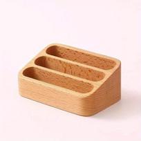 „Wood Desktop“ vizitinių kortelių ekrano stovas Atmintinės laikiklis laikymo dėžutė Medinių kortelių laikiklis biurui geltona