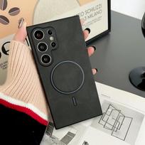 For Samsung S25 Ultra S24 S23 S22 Plus Phone Case Solid Color Leather Matte Shockproof Slim Magnetic Wireless Charge Back Cover Samsung S25 juoda