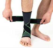 Adjustable Ankle Support Compression Ankle Brace Protector for Running Soccer Basketball Nylon Knitted Gym Bandage Ankle Strap Large žalia