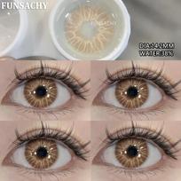 FUNSACHY 1 Pair Brown Korean Lenses Natural Blue Colored Contact Lenses Grey Soft Lens Yearly Beauty Cosmetics Eye Makeup Lens