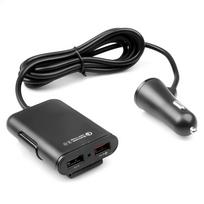 QC3.0 5.6 Ft Extension Cable 4-port USB Car Charger for Fast Charging for IPhone and Xiaomi Mobile Driving Recorder juoda