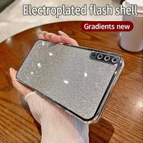 For Samsung Galaxy A7 2018 Case Samsung SM-A750F, SM-A750N Phone Case Shiny Glitter Plating Silicone Camera Lens Soft Back Cover For Galaxy A7 2018 gray