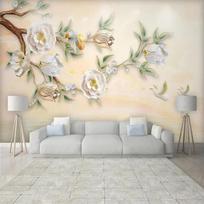 3D reljefinis magnolijos gėlių fototapetai svetainės televizoriaus fono sienų dekoras modernus kūrybingas freska 3D tapetai 200 cm(W) x 140 cm(H)