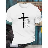 Comfy Casual Short Sleeve Creative Graphic Print Crew Neck T-shirt For Men, Daily Wear, Work Out And Vacation Resorts XXXXXL tamsiai mėlyna spalva