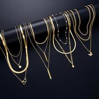 IF ME Simple Choker Necklaces Set for Women Fashion Layered Chain Star Cross Heart Pendant Charms Necklace Jewelry Gifts