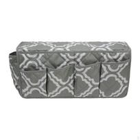 Armchair Bedside Organizer Bag for Magazines And Glasses on Couch pilka spalva