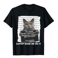 Catnip Made Me Do It Funny Cat Tee  T-Shirt100% Cotton Men's Clothing for Summer Comfortable T Shirt Fashion Trend T-Shirt S smėlis