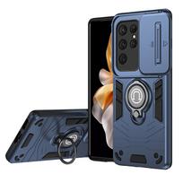 Armor Case for Samsung Galaxy A03S/ A04/ A05/A05s/ A06 with 360° Magnetic Metal Ring Holder,Sliding Camera Cover & Anti-Scratch Back Galaxy A04 mėlyna