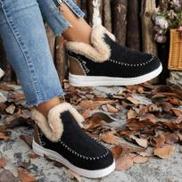 2025 New Women's Shoes Women Winter Boots Fur Shoes for Women Ankle Boots Snow Slip-On Winter Shoes Female Flat Footwear Botas 36 juoda