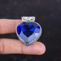 Fasetuotas tanzanito kvarco pakabukas vintažinis pakabukas 925 sterlinginio sidabro pakabukas natūralaus akmens papuošalai rankų darbo elegantiškas pakabukas dovanos jai blue
