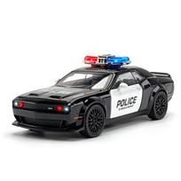 1:32 Hellcat policijos automobilio modelis žaislas lydinio liejinys simuliacinis mastelis atitraukiamas modelis su garsu ir šviesa atitraukiamas automobilio žaislas berniuko dovana stalo papuošalai juoda
