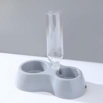 Pet Double Bowl with Water Bottle – Integrated Feeding & Watering Station for Cats