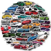 50 animacinių JDM automobilių lipdukų bagažui, kelioniniams lagaminams ir užrašinėms dekoruoti - Populiarus išpardavimas gray