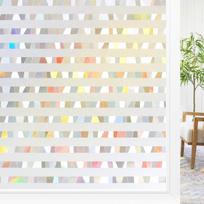 Vaivorykštės langų privatumo plėvelė, vitražo langų lipdukas, ne lipnus, nuimamas, statinis, dekoratyvinis langų lipdukas namams 45x100cm white