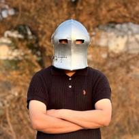 Barbuta Šalmas Viduramžių Riterio Šarvai 18g Minkšto Plieno Šalmas LARP Cosplay Helovino Kostiumas Su Skydeliu Kario Šalmas white