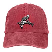 Skeleto gitaristas Šokinėjantis beisbolo kepuraitė Vyrams Kaubojiškos skrybėlės Moterims Apsauga nuo saulės Snapback Gitaros Roko Kepuraitės Adjustable balta