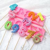 Handamde Creative Molds 0-9 Birthday Plug-in Digital Silicone Mold DIY Candle Chocolate Lollipop Fondant Cake Decor Baking Tools pink