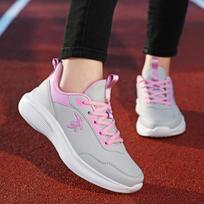 Seasons Women Sneakers Microfiber Leather Sports Shoes Thick Sole Lace-up Casual Shoes Soft Soles Non-slip Walking Jogging Shoes 35 pilka spalva