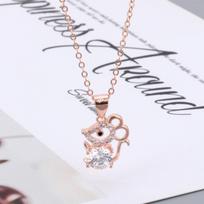 Zodiac mouse necklace female niche tide simple clavicle chain zircon mouse pendant natal year jewelry